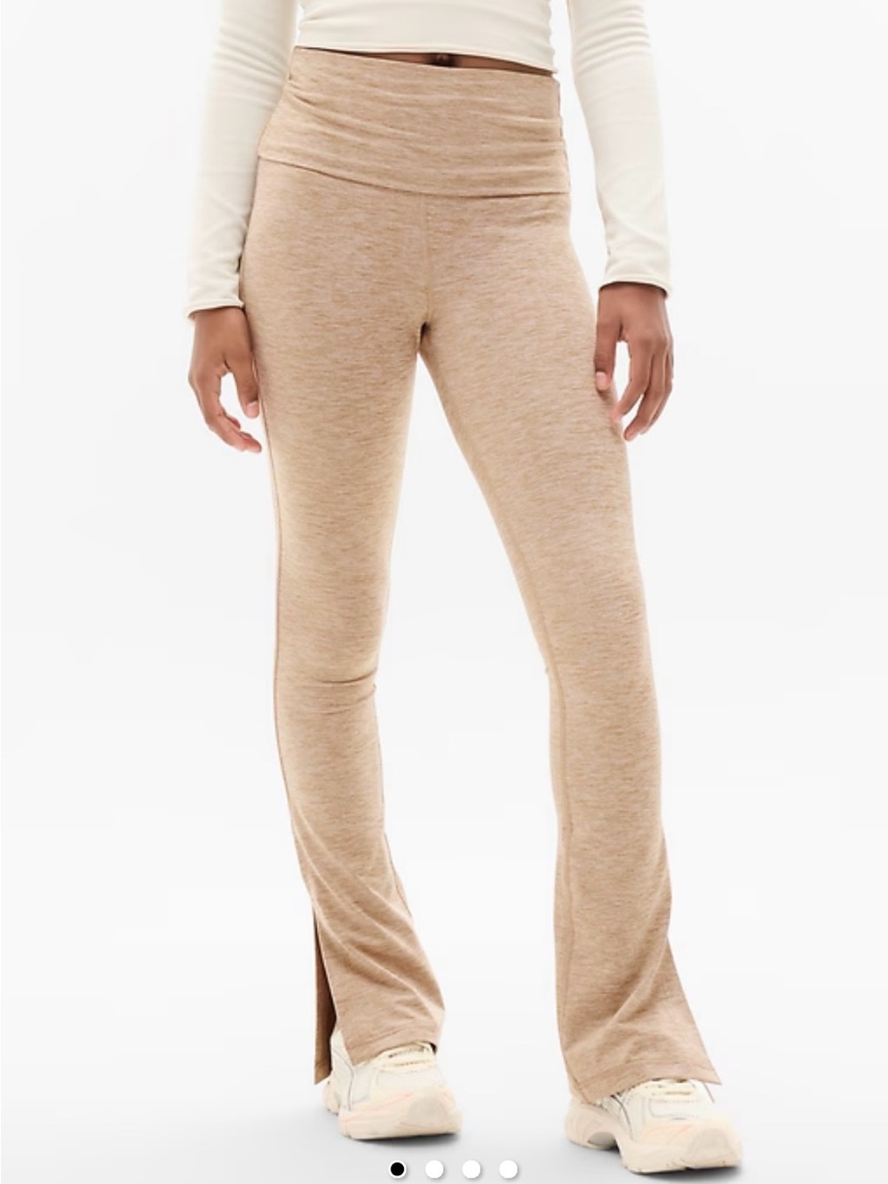 Athleta Kids Tan Flare Leggings with Front Slit